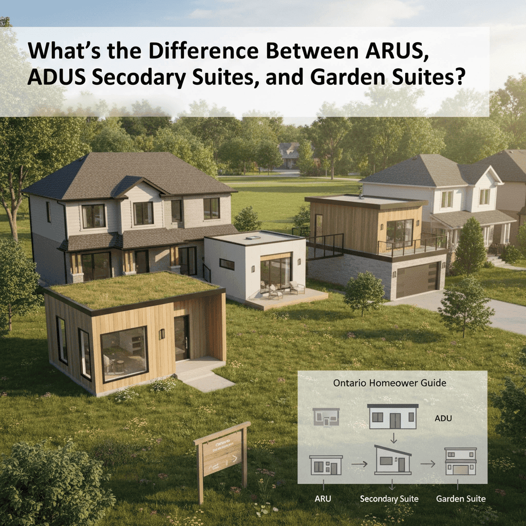 What's the Difference Between ARUs, ADUs, Secondary Suites, and Garden Suites? (Ontario Homeowner Guide)