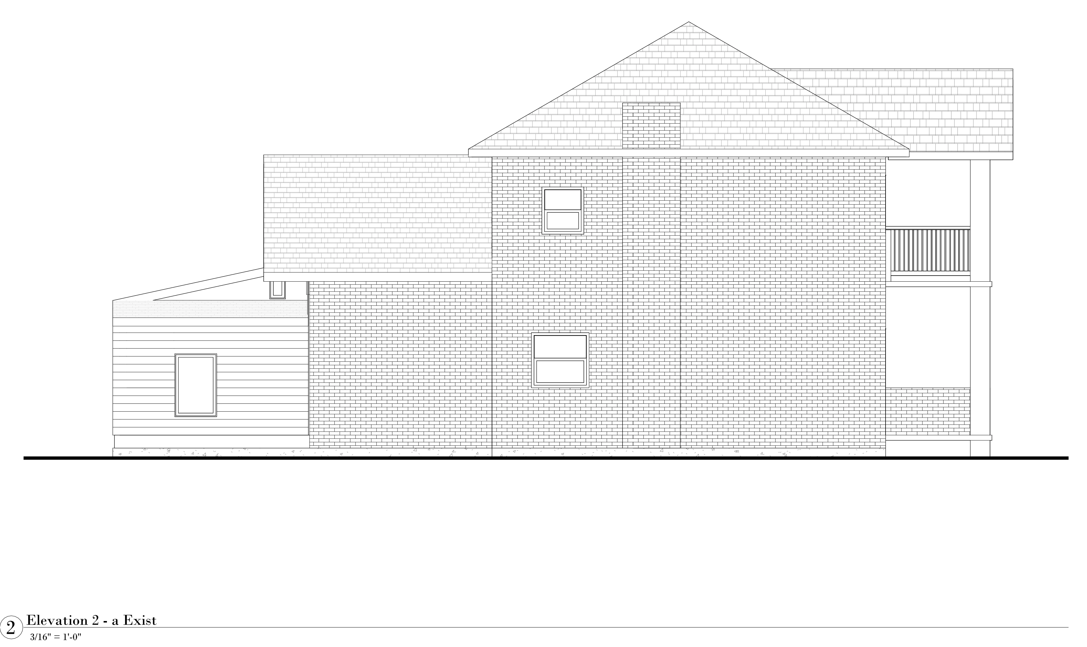 Side elevation of an existing two-storey house